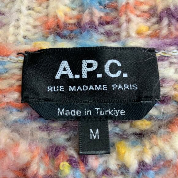 A.P.C. Size M Cream Multi Color Melange Wool Blend Crew Neck Sweater - Picture 5 of 6